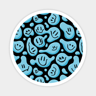 Blue Liquid Smiley Faces Magnet